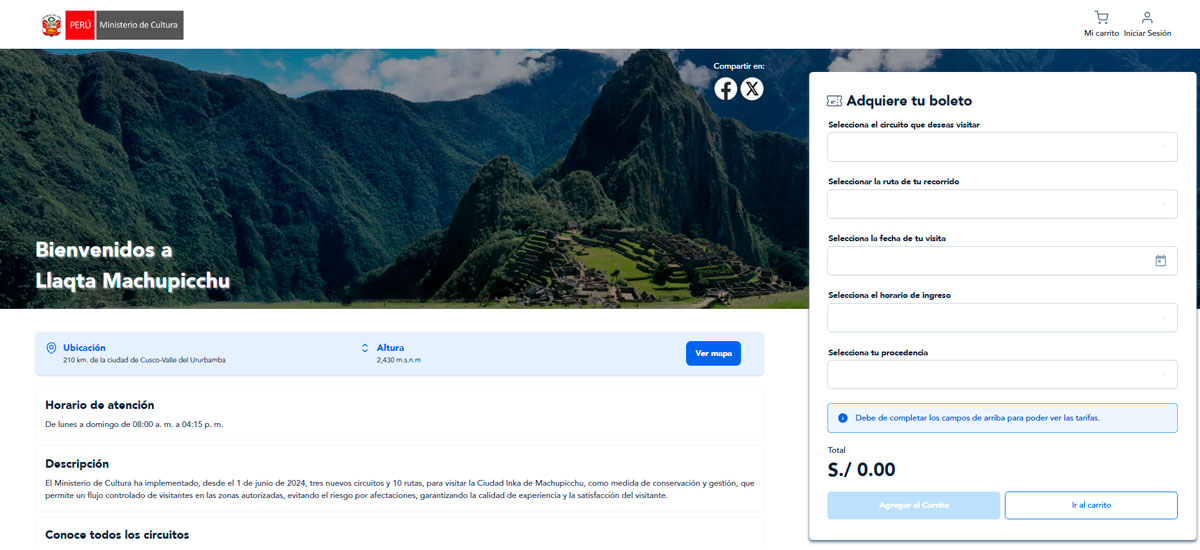 how to buy the Machu Picchu ticket on tuboletocultura.pe